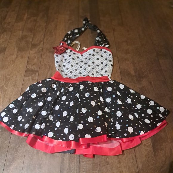 14359 dance costume gallery size child medium polka dot red black white